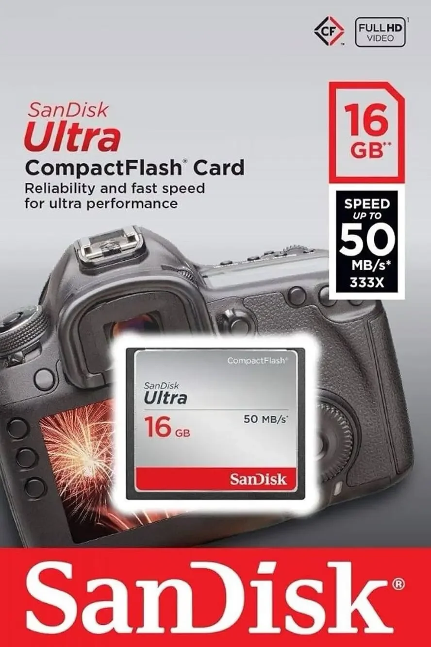 Sandisk Ultra CompactFlash Memory Card - 16 GB 50 MB/s (SDCFHS-016G-A46) NEW